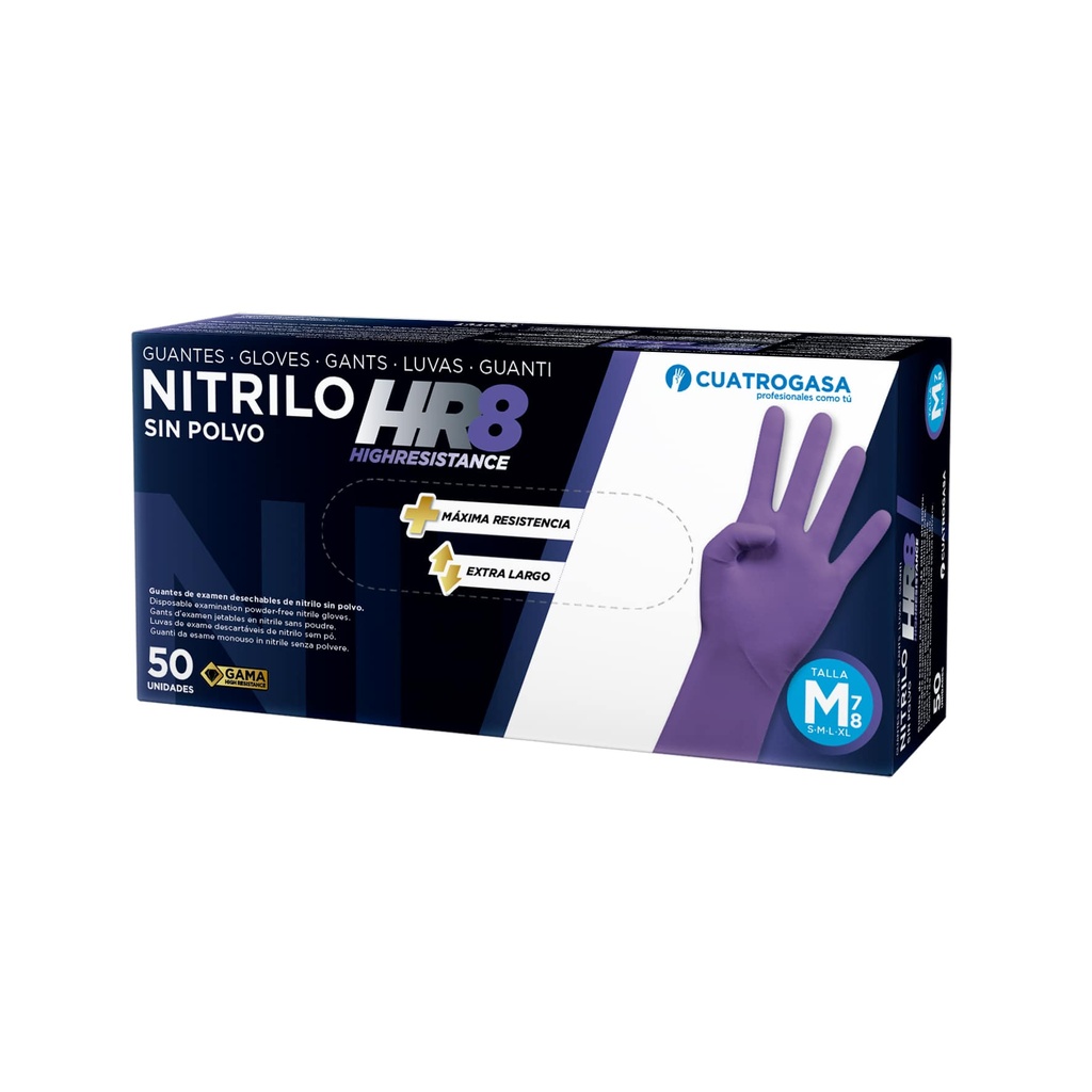 GUANTE NITRILO HR-8 SIN POLVO  T/G. (CAJA 50 UNID.) CTGS