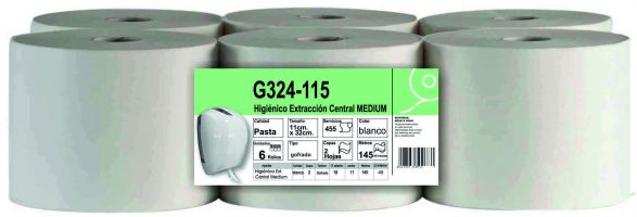 HIGIENICO EXTRACCIÓN CENTRAL MECHA. FARDO 6 UNID.