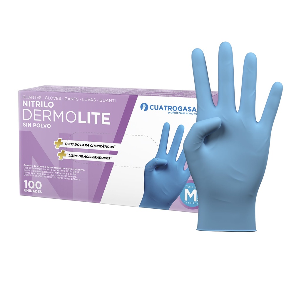 GUANTE NITRILO DERMOLITE AZUL T/L CTGS