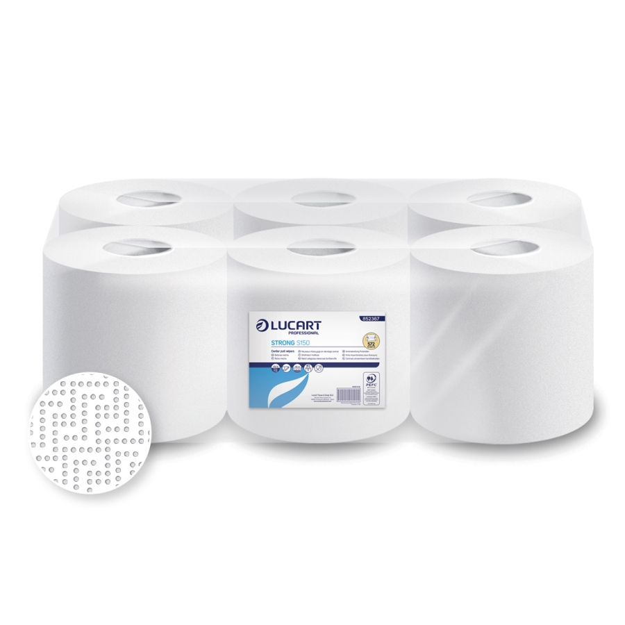 PAPEL SECAMANOS 150 METROS PASTA PURA 2C STRONG S150.FARDO 6 UNID.