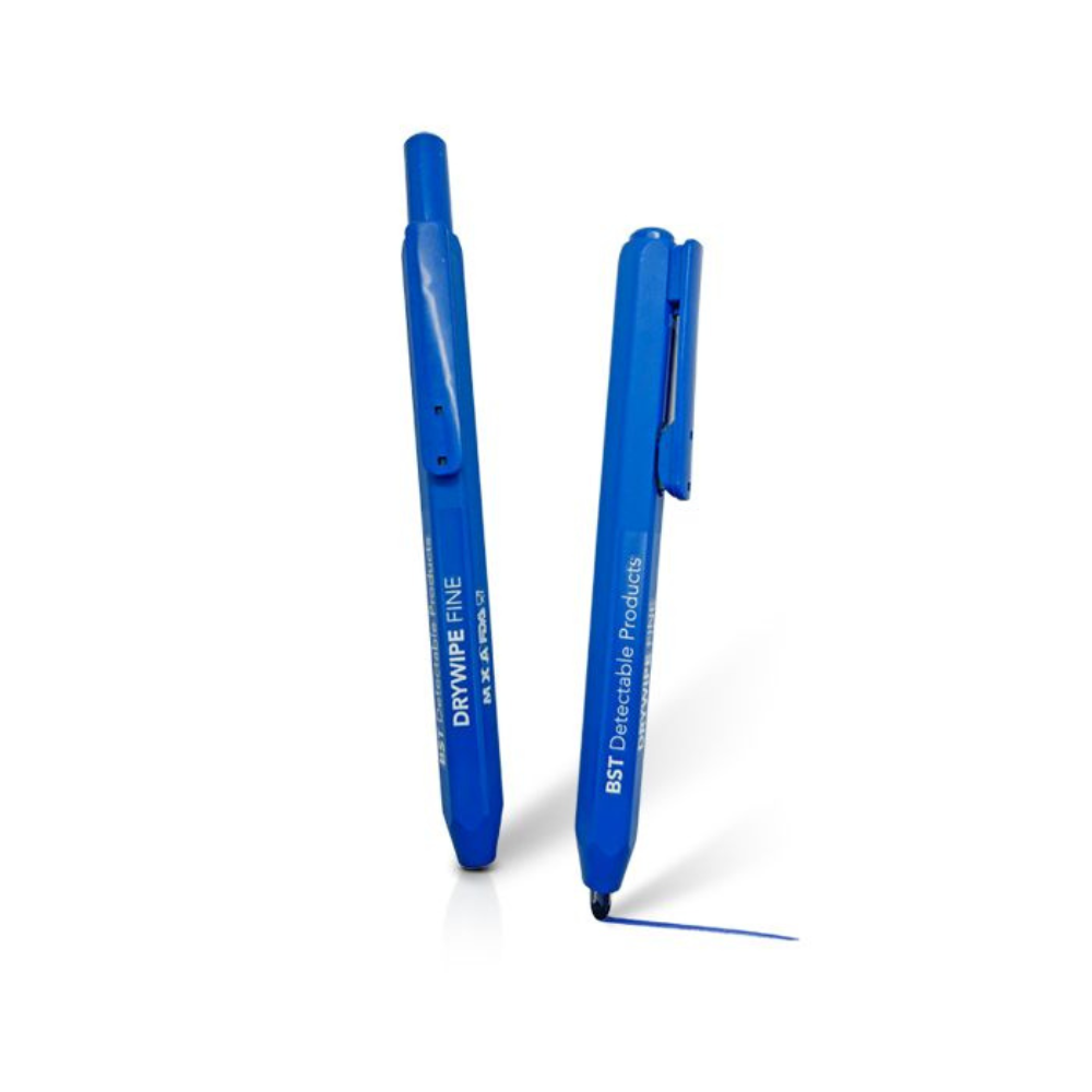 ROTULADOR RETRACTIL PERMANENTE DETECTABLE METALES Y RAYOS X CUERPO AZUL + TINTA AZUL