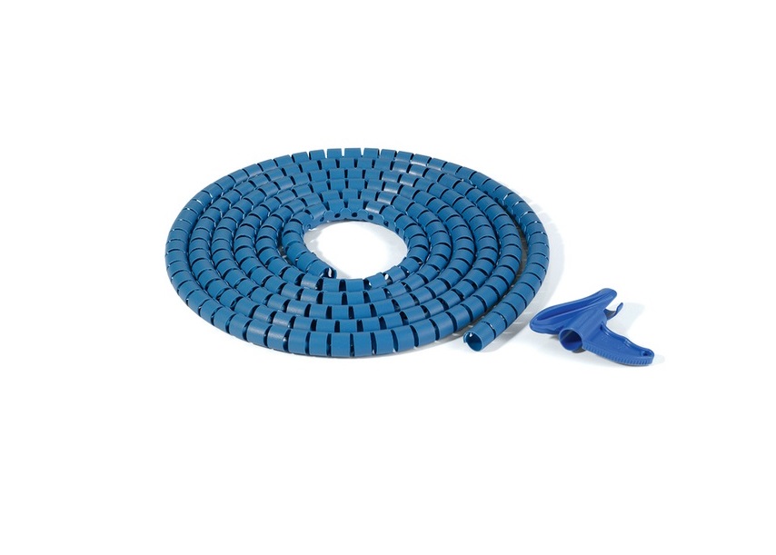 ROLLO ESPIRAL PORTACABLE DETECTABLE METALES 25M Ø8 MM AZUL
