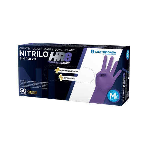 [1001776] GUANTE NITRILO HR-8 SIN POLVO  T/G. (CAJA 50 UNID.) CTGS
