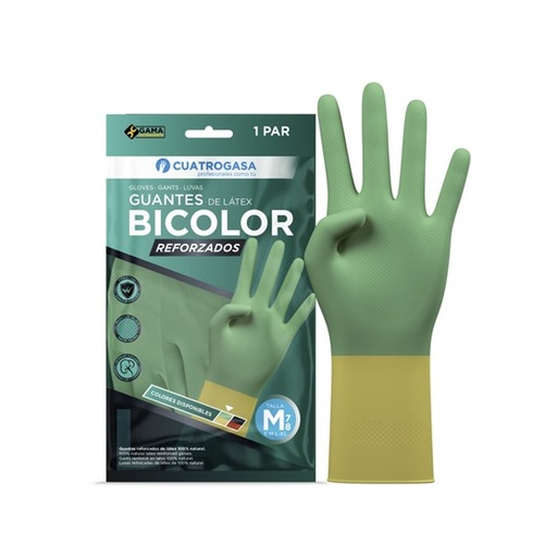 [384] GUANTE BICOLOR LATEX REFORZ. T/P (PAQ. 12 UNID.) CTGS
